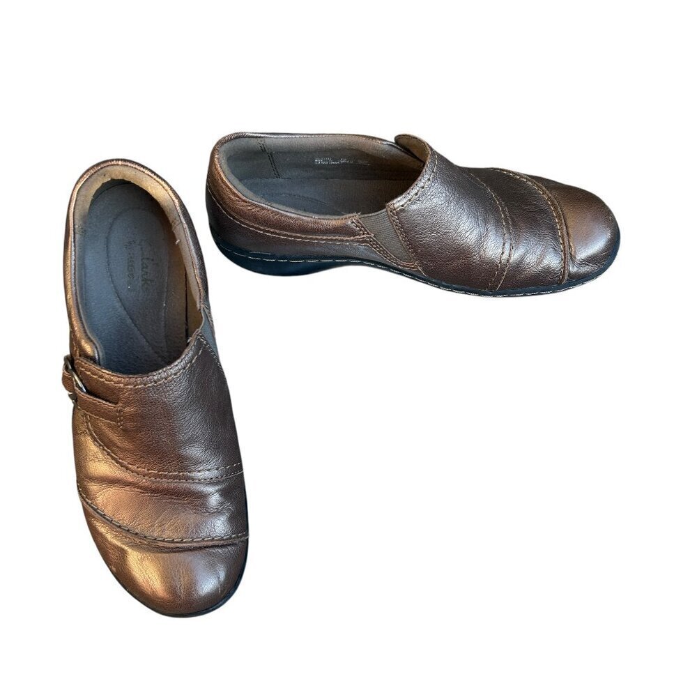 Clarks Collections Bronze Side Buckle Comfort Shoes Size 8.5 M
